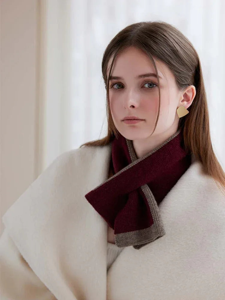 Two-tone knit cross scarf - View 20 | TEVQA
