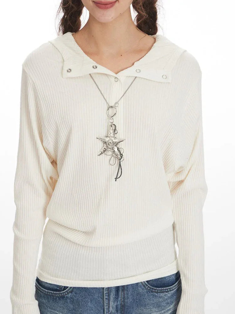 Ribbed Hooded Henley Top - View 6 | TEVQA