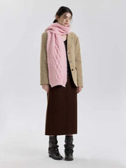 Vintage Rose Cable Knit Scarf - TEVQA