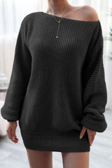 Slouchy Ribbed Knit Sweater Dress - View 11 | TEVQA
