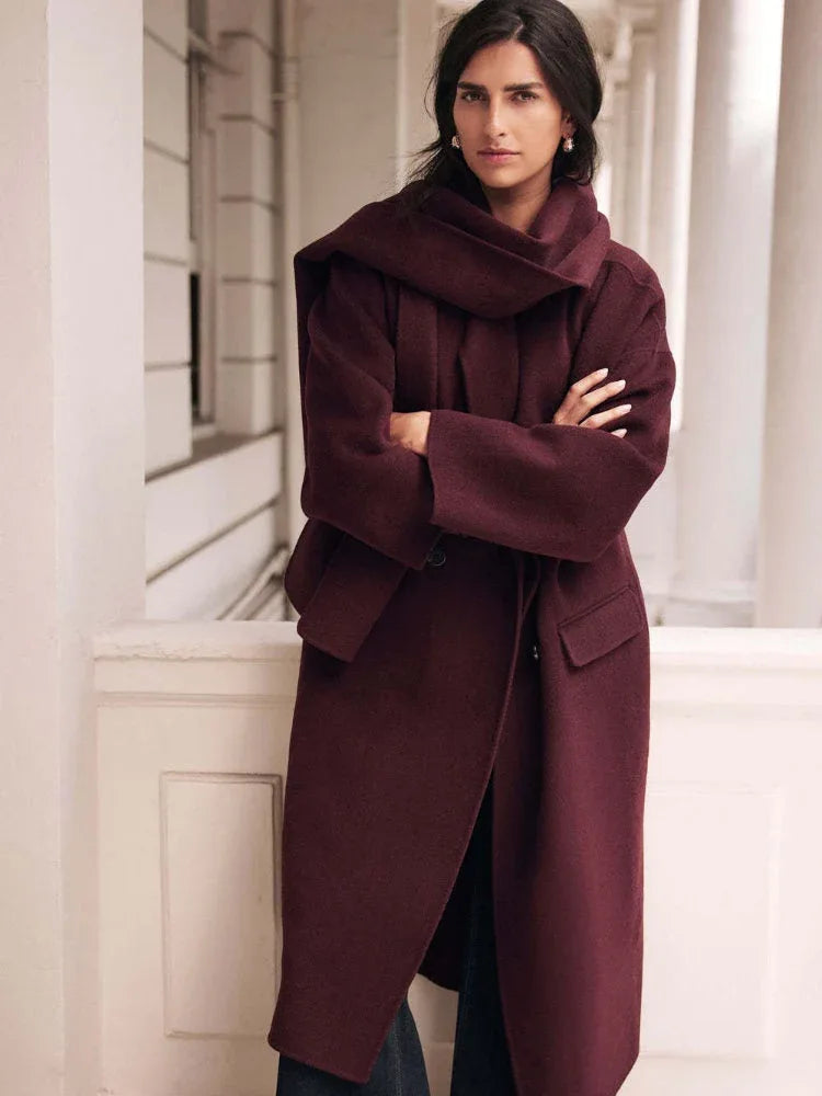 The Evelyn Wool-Blend Scarf Coat - TEVQA Main image