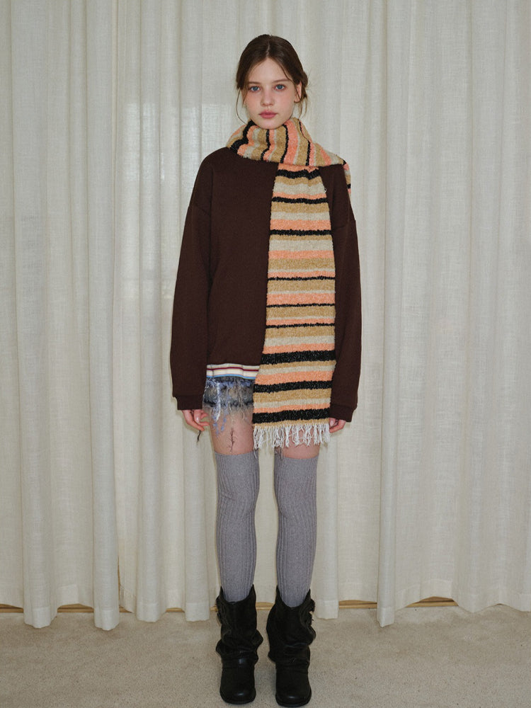 Y2K Grunge Retro Striped Wool Blend Scarf