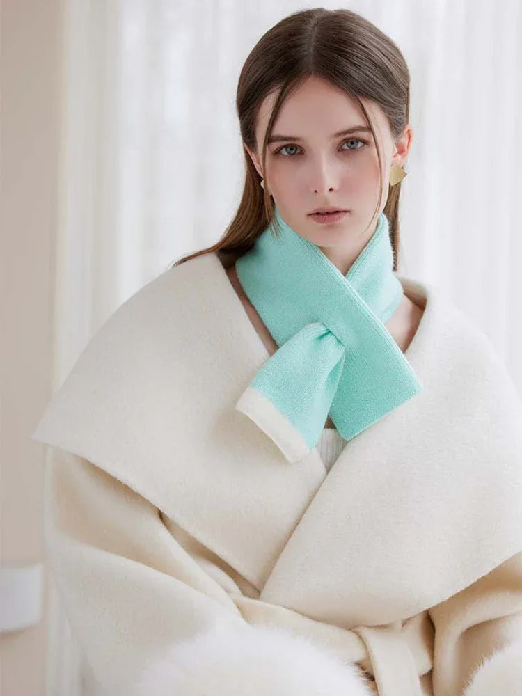 Two-tone knit cross scarf - View 12 | TEVQA