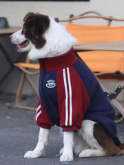 Sporty Zip-Up Fleece Track Jacket For Large Dogs