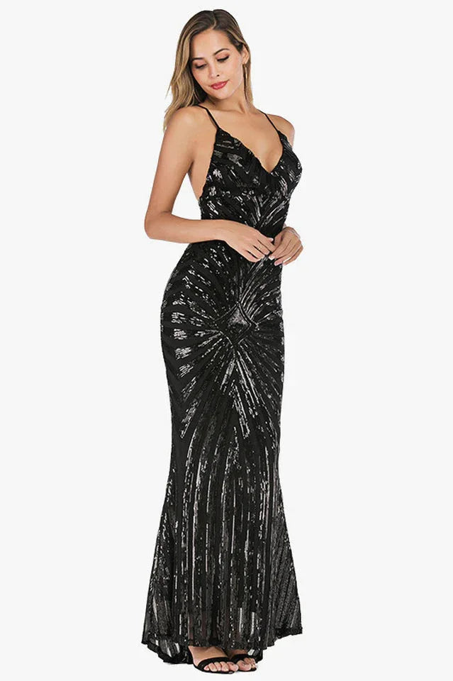 Mermaid Sequin Evening Dress - View 12 | TEVQA