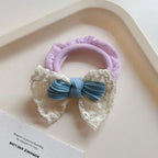 Dainty lace bow scrunchie with terry cloth base - View 10 | TEVQA