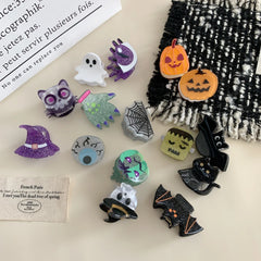 Cute Halloween Mini Hair Claw Clips - 1.6" Glitter Acrylic