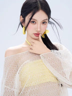 Yellow Bikini & Crochet Cover-Up 3-Piece Set