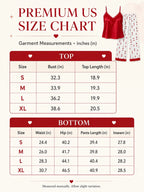 Women's satin pajama set with lace trim camisole and heart print pants - View 8 | TEVQA