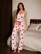 Loungewear set featuring a playful heart design, perfect for comfortable wear.
