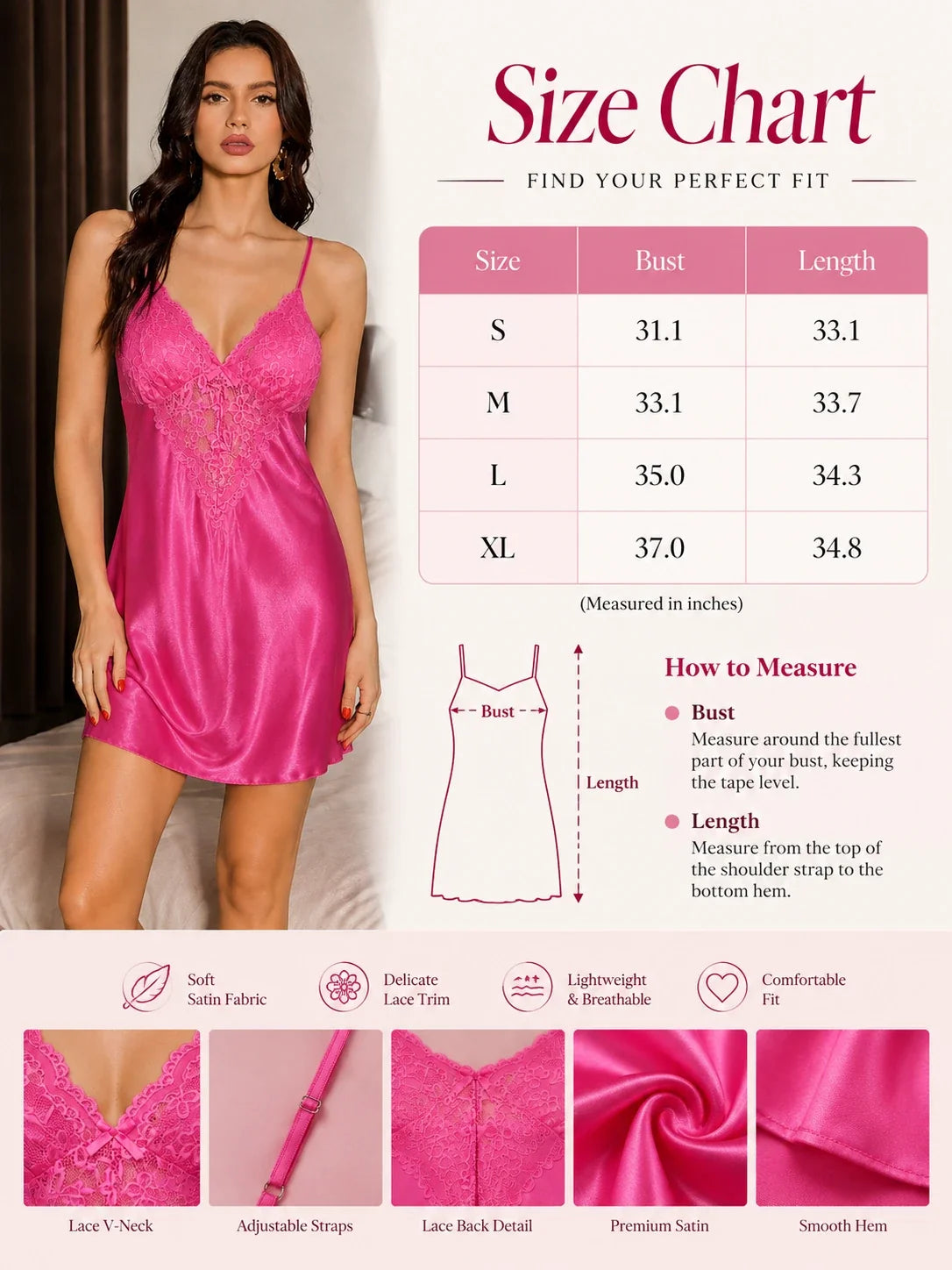 Satin Lace Trim Slip Dress - View 8 | TEVQA