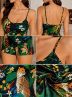 Full body shot of a woman in a comfortable printed romper