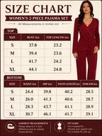 Women's lace trim pajama set with wrap V-neck top and tie waist - View 8 | TEVQA