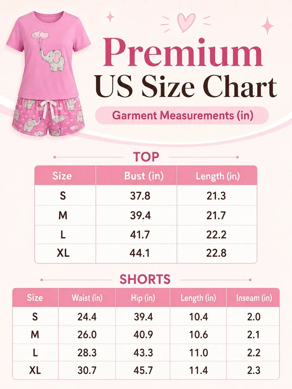 Women's graphic print short sleeve loungewear set with elephant and heart balloon detail - View 8 | TEVQA