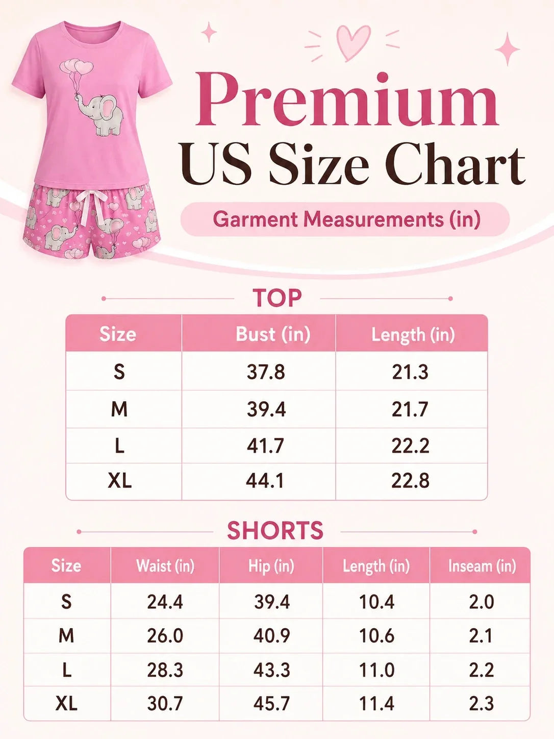 Women's graphic print short sleeve loungewear set with elephant and heart balloon detail - View 8 | TEVQA