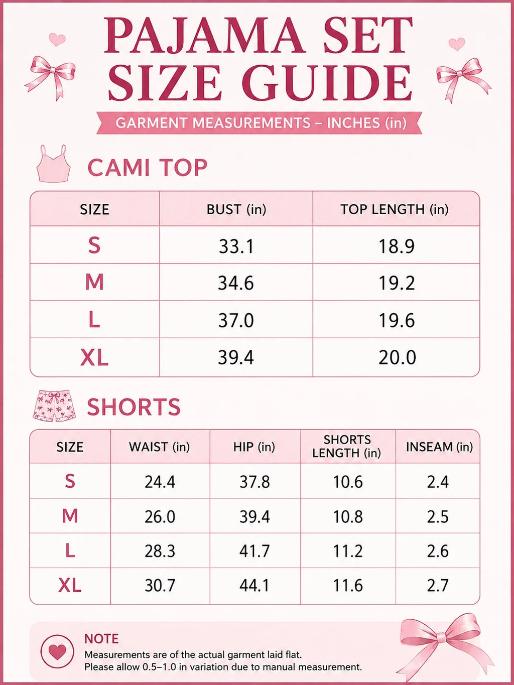 Women's bow print pajama set with ruffle hem shorts and heart graphic camisole - View 8 | TEVQA