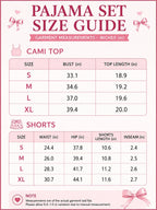 Women's bow print pajama set with ruffle hem shorts and heart graphic camisole - View 8 | TEVQA
