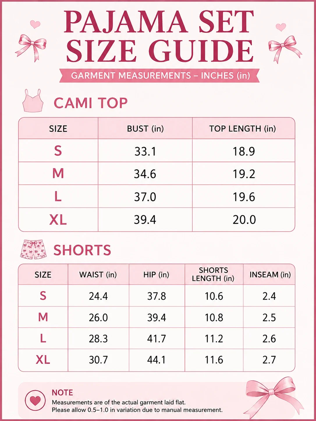Women's bow print pajama set with ruffle hem shorts and heart graphic camisole - View 8 | TEVQA