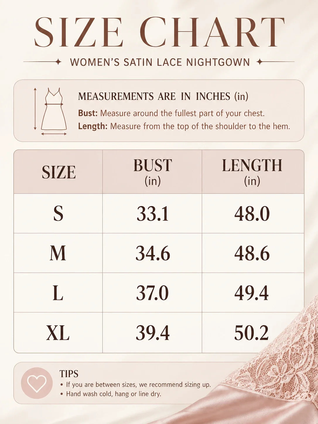 Lace-Trim Satin Maxi Sleep Dress with V-Neckline - View 8 | TEVQA
