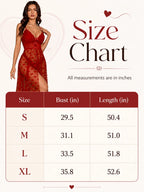 Long nightgown with heart print mesh and lace V-neck - View 7 | TEVQA