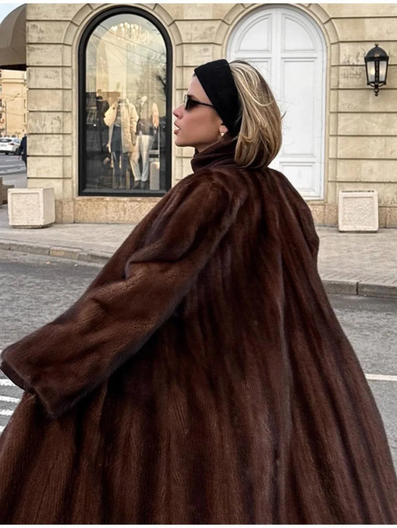 Regal Espresso Faux Sable Maxi Coat - View 6 | TEVQA