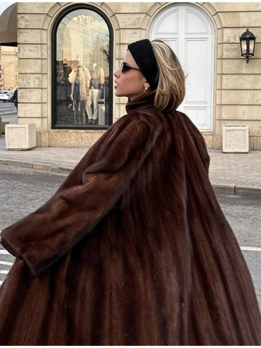 Regal Espresso Faux Sable Maxi Coat - View 6 | TEVQA