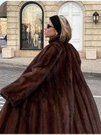 Regal Espresso Faux Sable Maxi Coat - View 6 | TEVQA