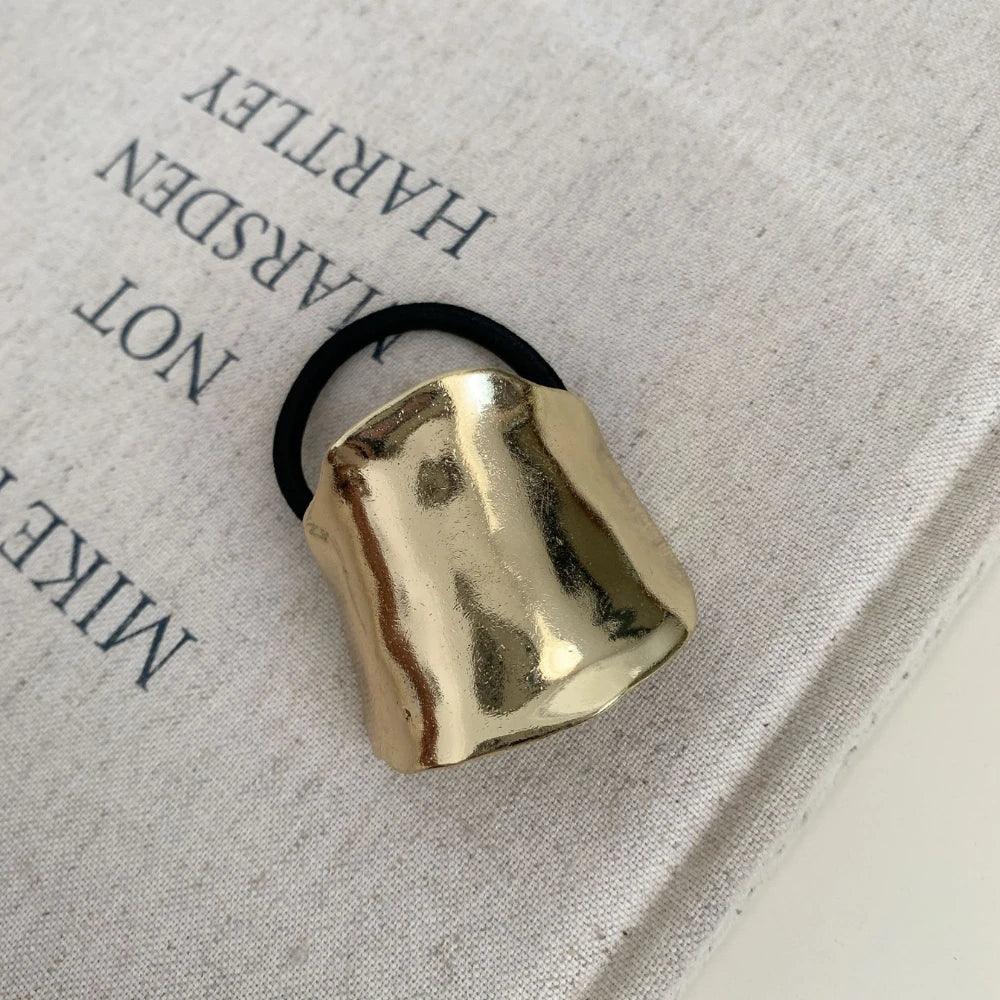 Gold metal sculptural hair cuff ponytail holder - View 12 | TEVQA