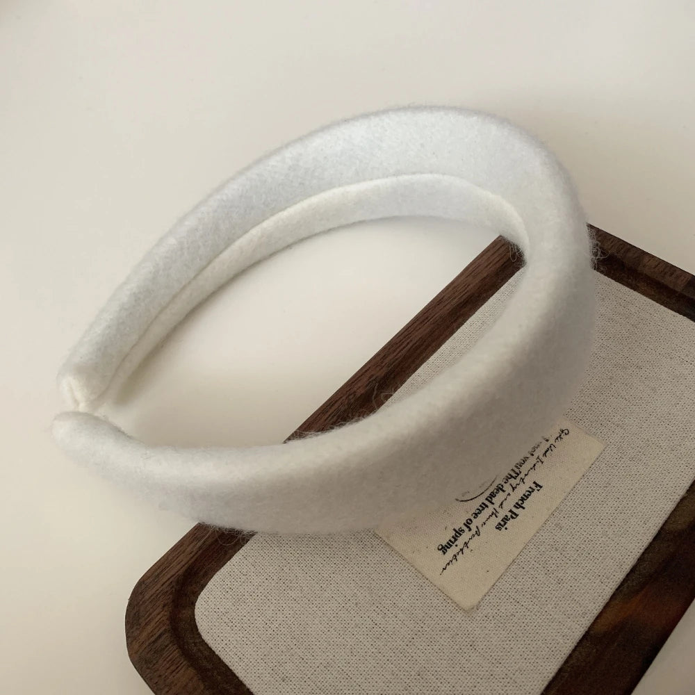 Statement Padded Wool Felt Headband - 1.6 Inch Cozy Autumn Lift