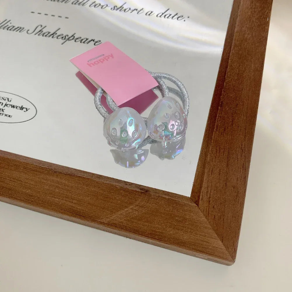 Iridescent Y2K Charm Hair Tie with Sparkly Silver Band - View 8 | TEVQA