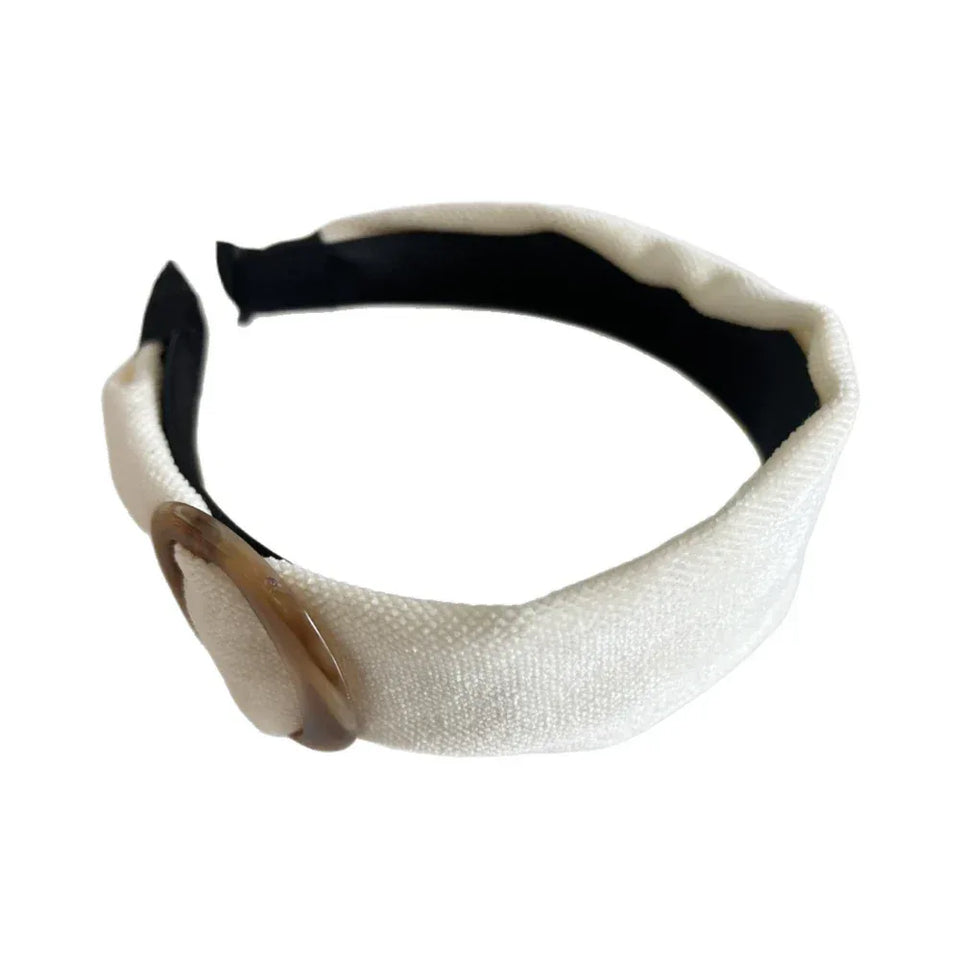 Wide Padded Headband with Tortoiseshell Buckle - 1.6 Inch - TEVQA Main image