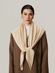 100% Pure Wool Knit Triangle Scarf - View 8 | TEVQA