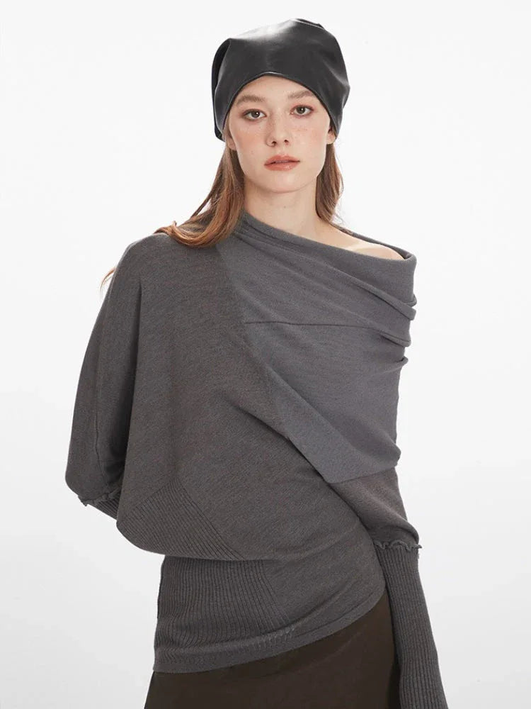 Asymmetric Draped Knit Top - View 6 | TEVQA