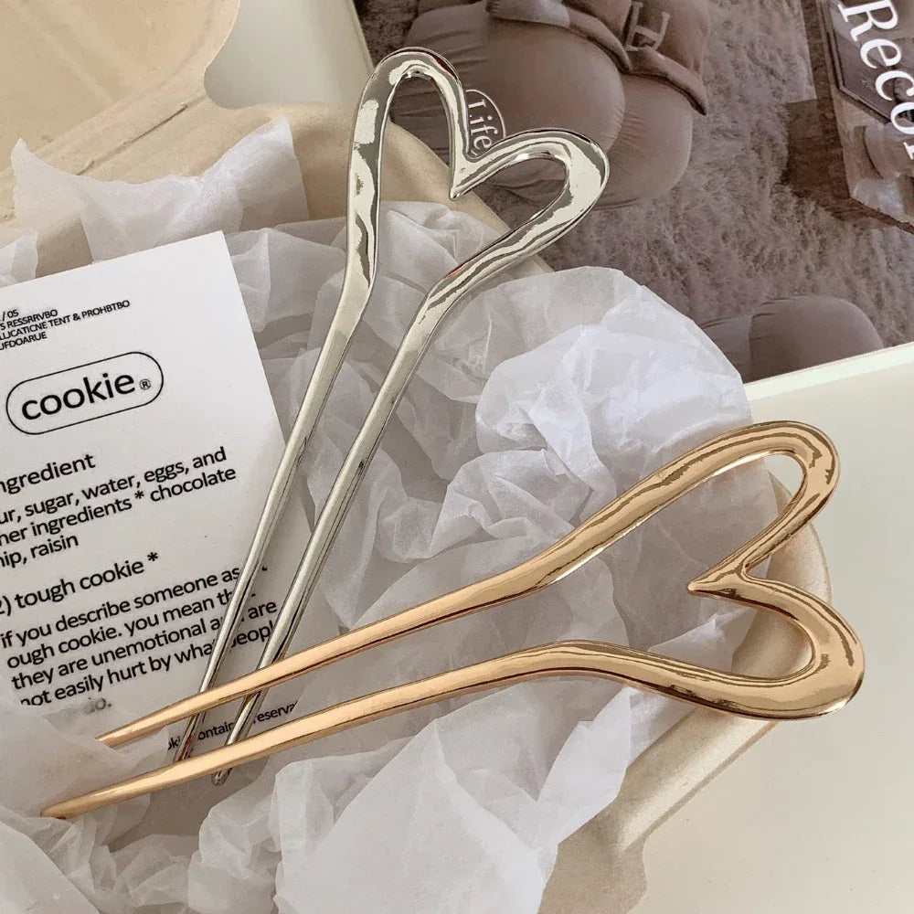 Metal Heart Hair Fork - View 7 | TEVQA