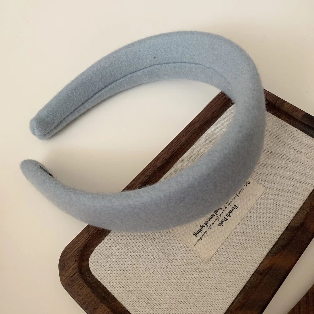 Statement Padded Wool Felt Headband - 1.6 Inch Cozy Autumn Lift