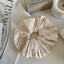Jumbo Plissé Satin & Pearl Scrunchie (7 Inch) - TEVQA