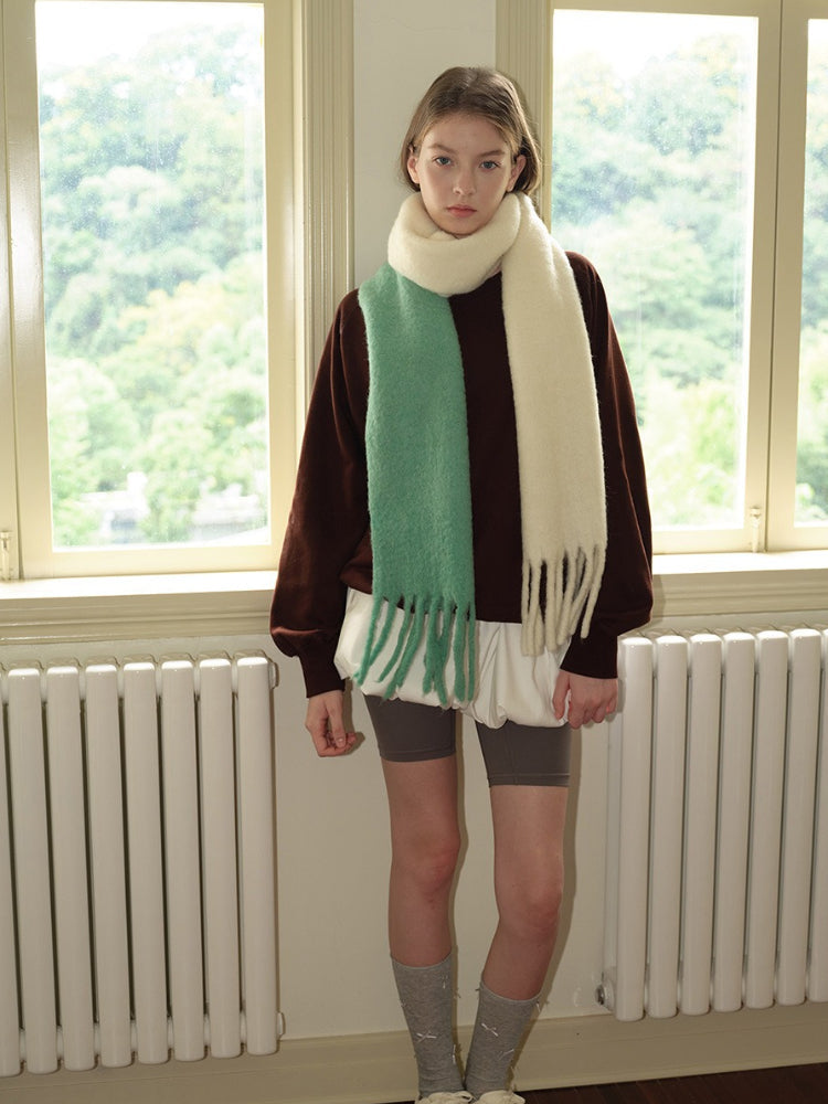 Ombre wool blend scarf with fringe detail - View 16 | TEVQA