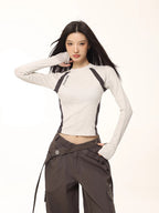 Women's Color Block Raglan Long Sleeve Top Slim Fit Sporty Tee