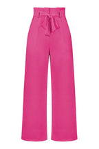 pink high waist wide leg pants with tie detail