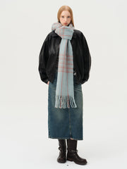 Soft 25% Wool Blend Plaid Scarf