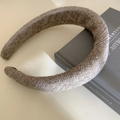 Classic Padded Tweed Headband - 1.2 Inch Wide Preppy Hair Band