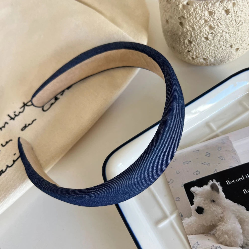 Knotted Denim Comb Headband - 1.4" Non-Slip Volumizing