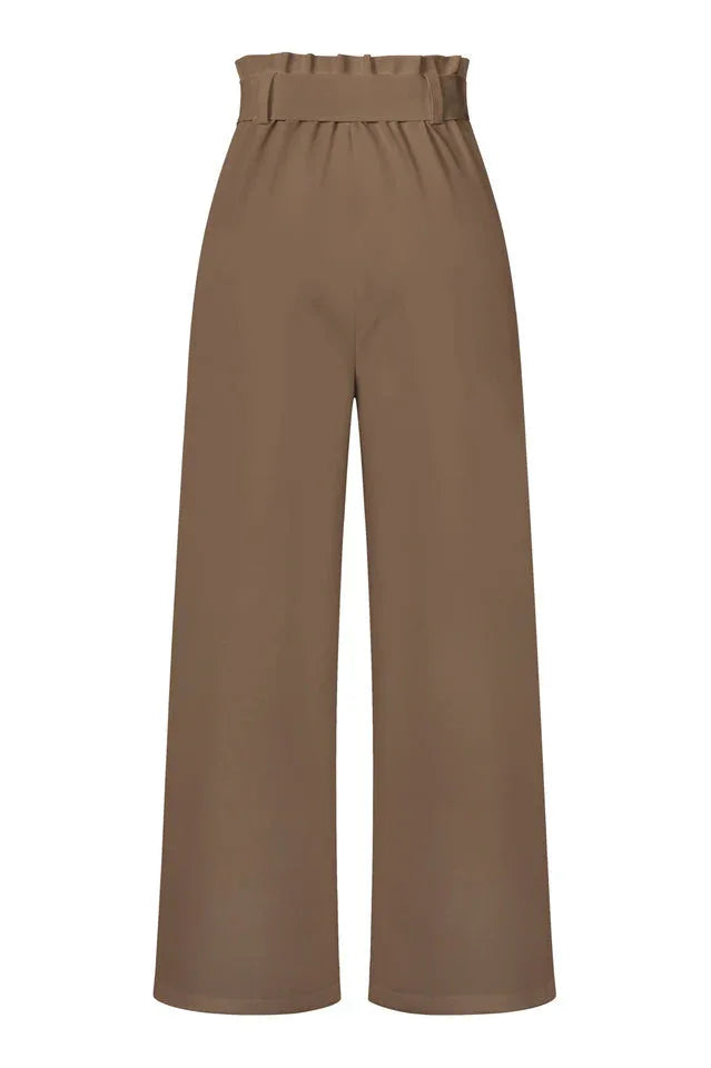 Belted wide leg crepe trousers - View 56 | TEVQA