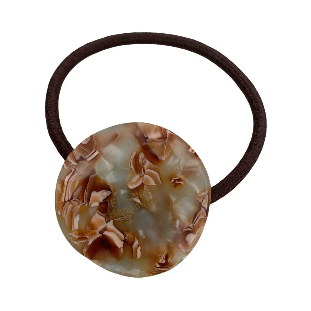 Brown and tan marbled round charm hair tie Main image