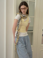 Wool Blend Spiral Ruffle Skinny Scarf