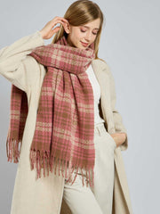 Soft Plaid Tassel Scarf Pink