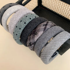 Padded Headband Collection - 1.2 Inch Grey & Black Winter Textures