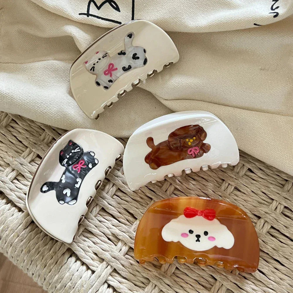Whimsical "Pet Lover" Acetate Hair Claw Clip (3.3 Inch) - TEVQA