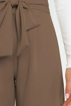 Belted wide leg crepe trousers - View 57 | TEVQA