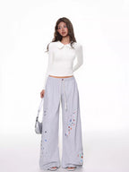 White Peter Pan Collar Button Slim Long Sleeve Top